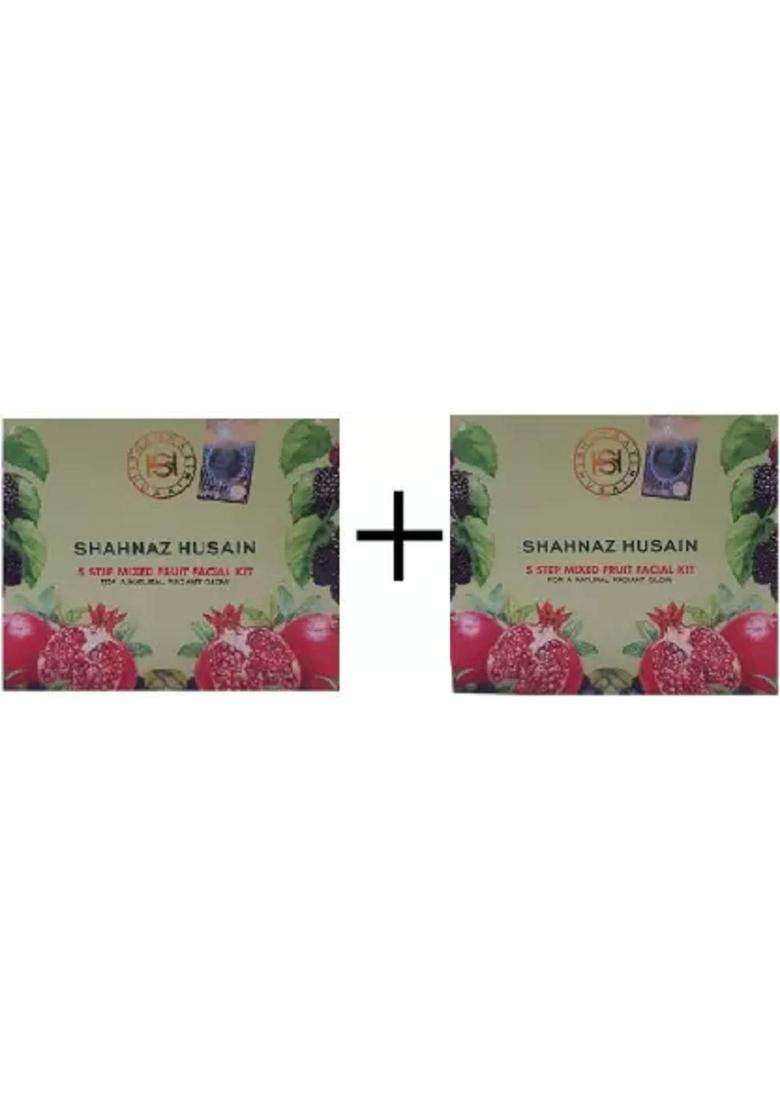 Shahnaz Herbals 5 Step Facial Kit for Glowing & Rejuvenated Skin, Herbal Skincare Treatment, 50g ((2 x 50 g), Mix Fruit) | Natural Herbal Care - Indya