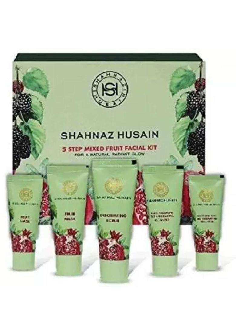 Shahnaz Herbals 5 Step Facial Kit for Glowing & Rejuvenated Skin, Herbal Skincare Treatment, 50g ((2 x 50 g), Mix Fruit) | Natural Herbal Care - Indya