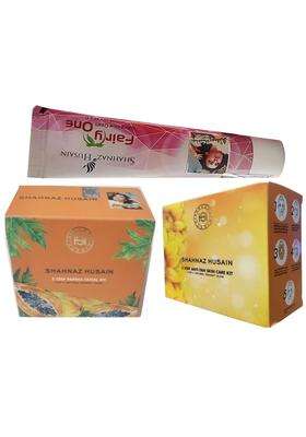 Shahnaz Herbals 5 Step Facial Kit for Glowing & Rejuvenated Skin, Herbal Skincare Treatment, 50g (50 g, papaya + anti tan + fairy one) (Pack of 3)