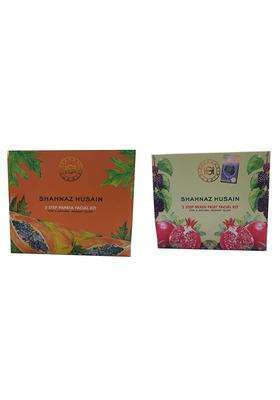 Shahnaz Herbals 5 Step Facial Kit for Glowing & Rejuvenated Skin, Herbal Skincare Treatment, 50g (50 g, Papaya + Mix Fruit) (Pack of 2)