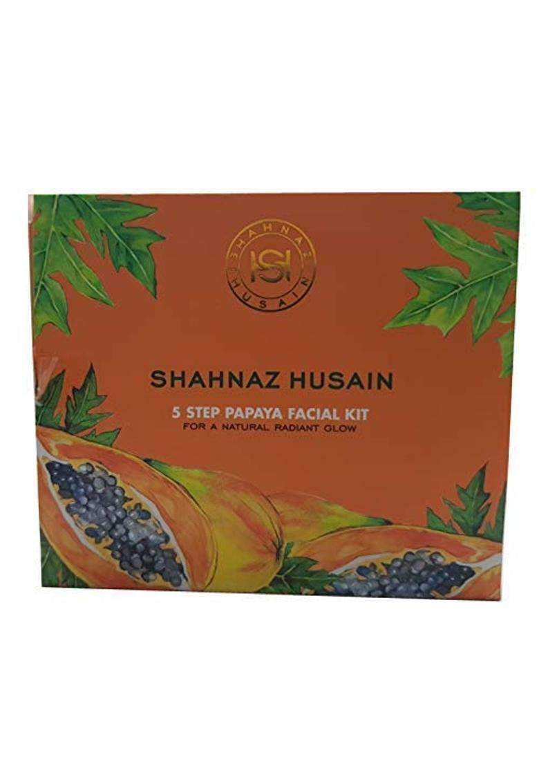 Shahnaz Herbals 5 Step Facial Kit for Glowing & Rejuvenated Skin, Herbal Skincare Treatment, 50g (50 g, Papaya + Mix Fruit) (Pack of 2) - Indya