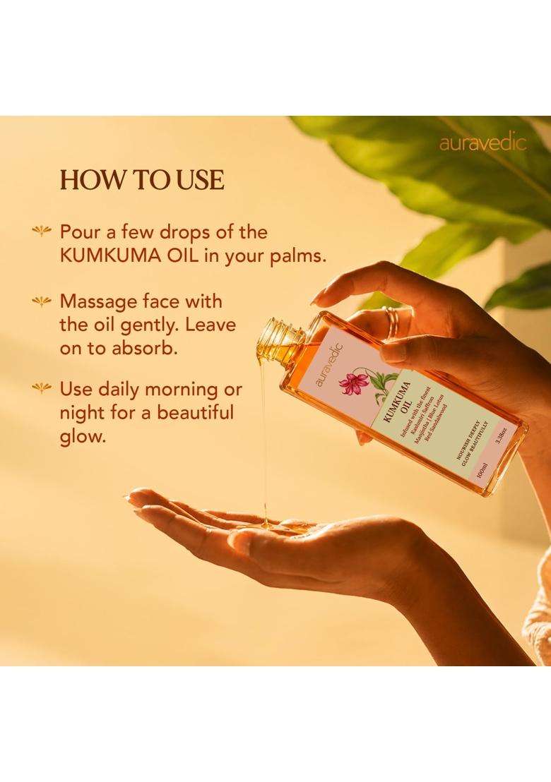 Auravedic Kumkuma Oil Kumkumadi Tailam Face Oil With Manjistha 100 ml | Authentic Ayurvedic Formula - Indya