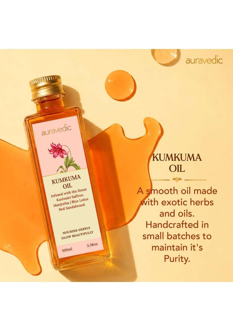 Auravedic Kumkuma Oil Kumkumadi Tailam Face Oil With Manjistha 100 ml | Authentic Ayurvedic Formula - Indya