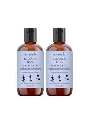 Auravedic Relaxing Body Massage Oil For Full Body Oil After Bath For Daily Use 100 ml With Lavender Eucalyptus Mint Soothing and Calming (Pack of 2)