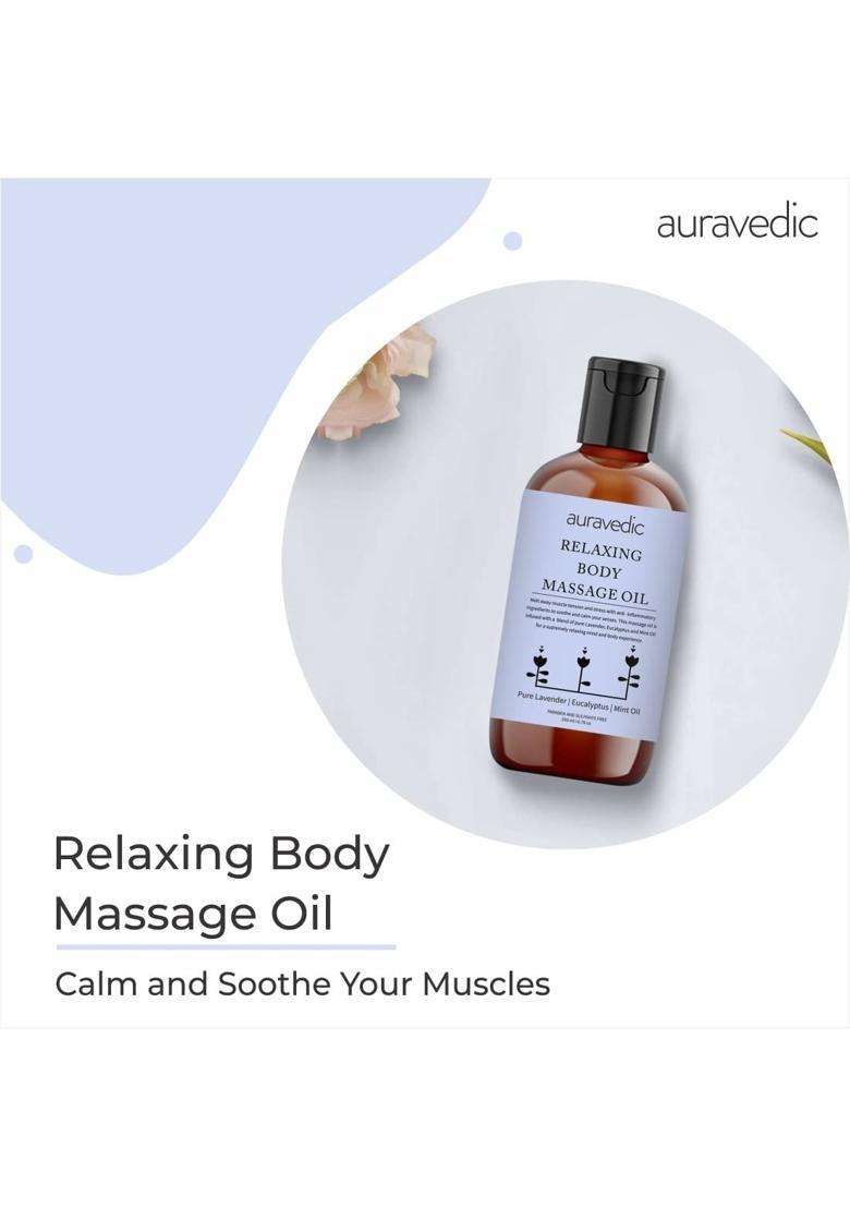 Auravedic Relaxing Body Massage Oil For Full Body Oil After Bath For Daily Use 100 ml With Lavender Eucalyptus Mint Soothing and Calming (Pack of 2) - Indya