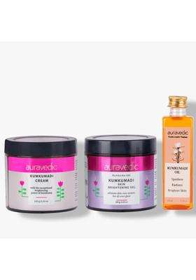 Auravedic Kumkumadi tailam,Gel and Kumkumadi face cream 100 ml 100g 100 g face oil for glowing skin (Pack of 3) | Authentic Ayurvedic Formula