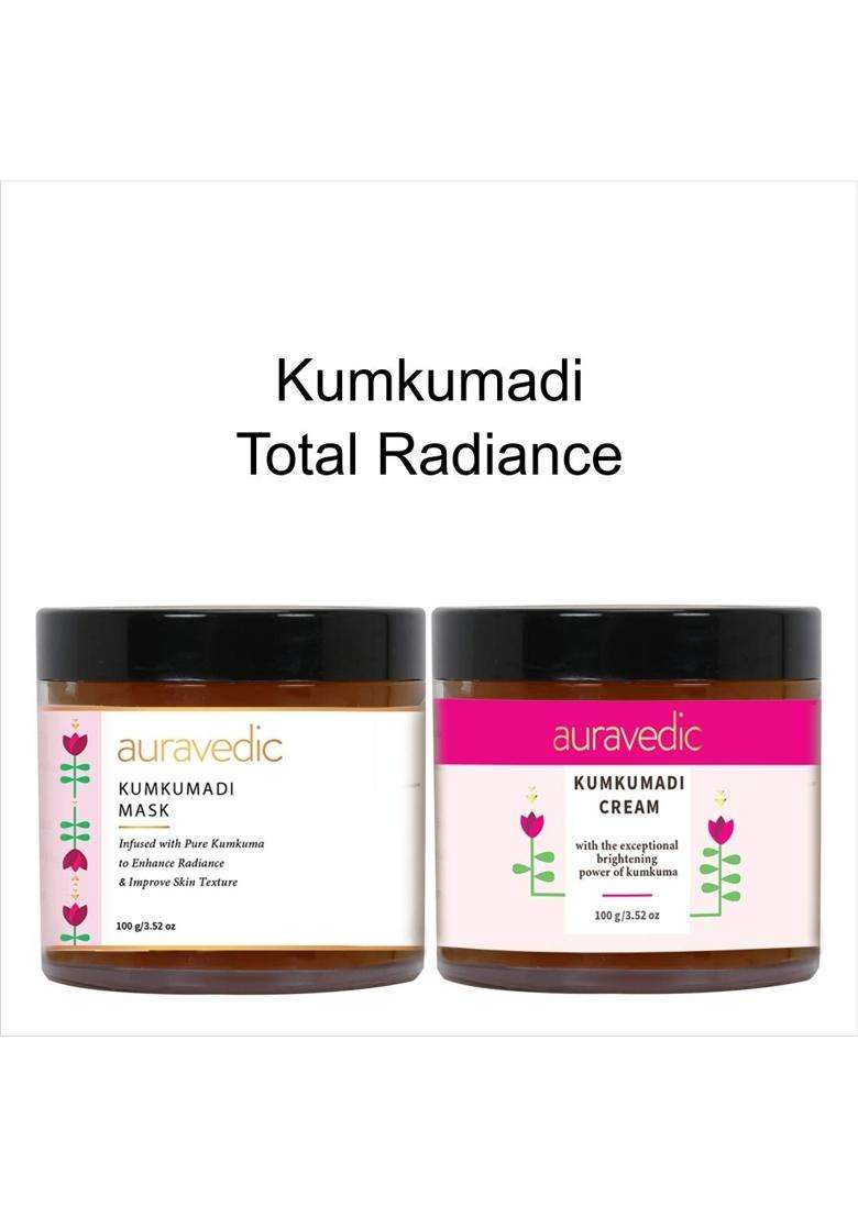 Auravedic Kumkumadi Total Radiance Kumkumadi Cream & Kumkumadi Mask, Each 100 g From kumkumadi Face Oil For Glowing Skin (Combo of 2) - Indya