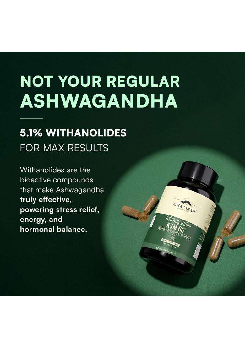 Rasayanam Ashwagandha KSM-66 (500 mg) and Tribulas Gokhru (Pack of 2) | Authentic Ayurvedic Formula | 60 Gokshura Tablets 1000mg - Indya