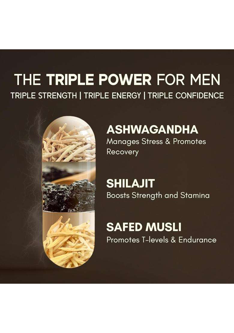 Rasayanam Testoboost (500mg) (Pack of 2) | Authentic Ayurvedic Formula | 3-in-1 T-Level Supplement for Men with Shilajit, Ashwagandha & Safed Musli - Indya
