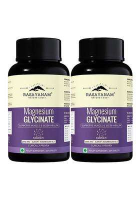 Rasayanam Magnesium Glycinate Supplement 2445 mg (Pack of 2) | Authentic Ayurvedic Formula | (60 Tablets each)