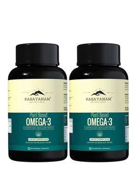 Rasayanam Plant Based Omega-3 Capsules, 1600mg (Pack of 2) | Authentic Ayurvedic Formula | Gelatin Free, No Fish Oil, No Burps | (120 Capsules)