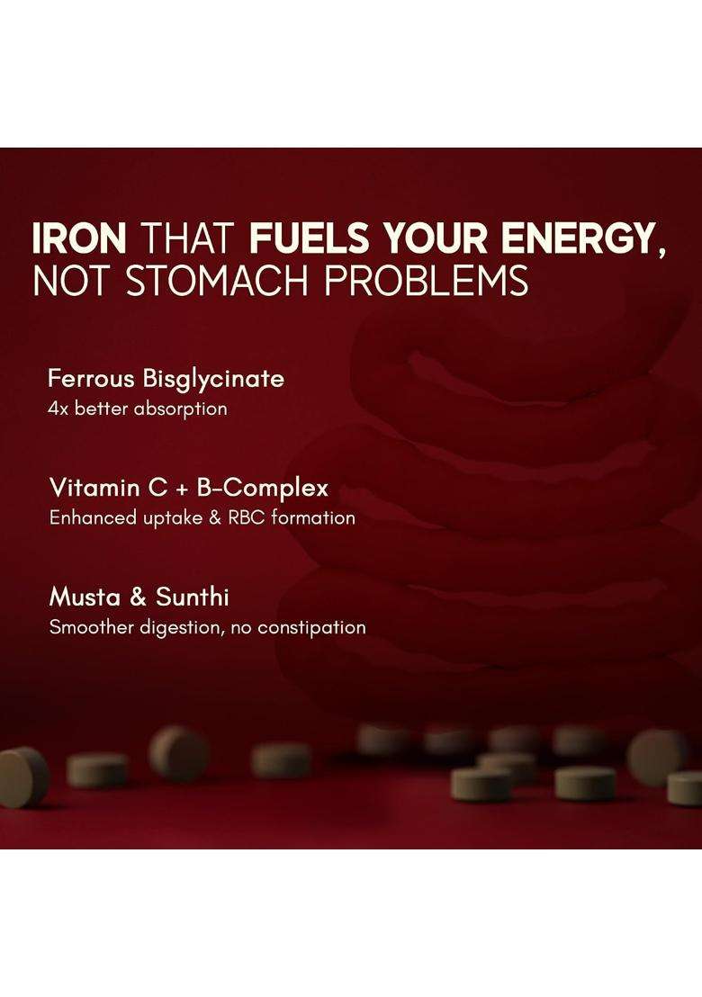 Rasayanam Iron Supplement for Women & Men | Authentic Ayurvedic Formula | Ferrous Bisglycinate with 4X Absorption | Vitamin C & B-Complex - Indya