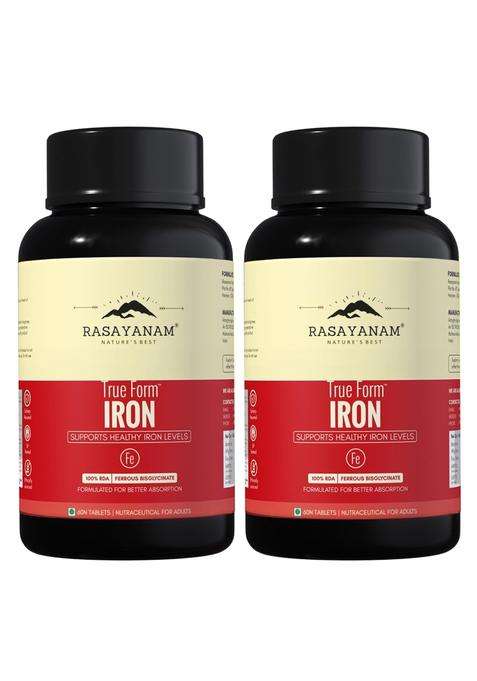 Rasayanam Iron Supplement for Women & Men 120 Tablets (Pack of 2) | Authentic Ayurvedic Formula | Ferrous Bisglycinate with 4X Absorption