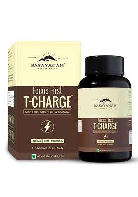 Rasayanam T-Charge Capsules (500mg) | Authentic Ayurvedic Formula | 3-in-1 T | Levels Supplement for Men with Shilajit, Ashwagandha & Safed Musli