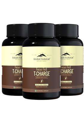 Rasayanam T-Charge Capsules, 500mg (Pack of 3) | Authentic Ayurvedic Formula | Levels Supplement for Men with Shilajit, Ashwagandha & Safed Musli