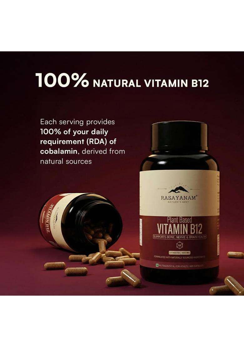 Rasayanam Vitamin D3 + K2 & Vitamin B12 Combo for Daily Deficiency Support 120 Tablets | Authentic Ayurvedic Formula - Indya