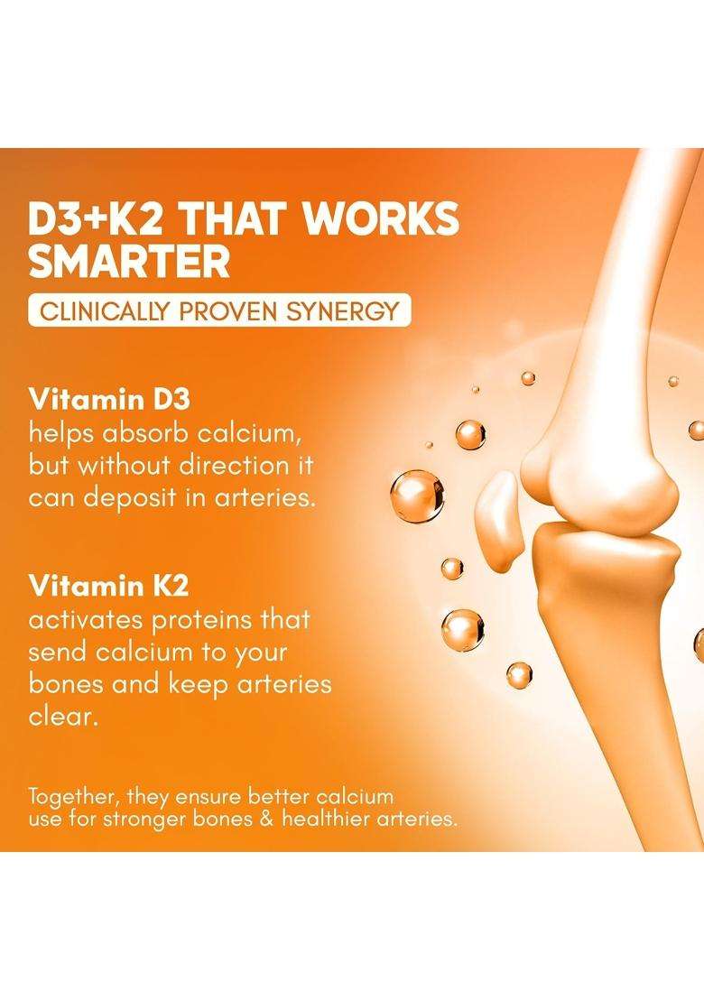 Rasayanam Vitamin D3 K2(MK-7) | Authentic Ayurvedic Formula | 100% Vegan Vitamin D3 | Superior K2(MK-7) from Balchem, USA | D3 Supplement For Immunity - Indya