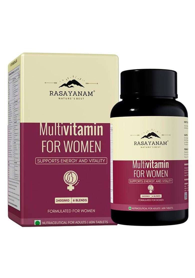 Rasayanam Multivitamin for Women 60 Tablets | Authentic Ayurvedic Formula | 55 Ingredients with 100% RDA of Essential Vitamins & Minerals - Indya
