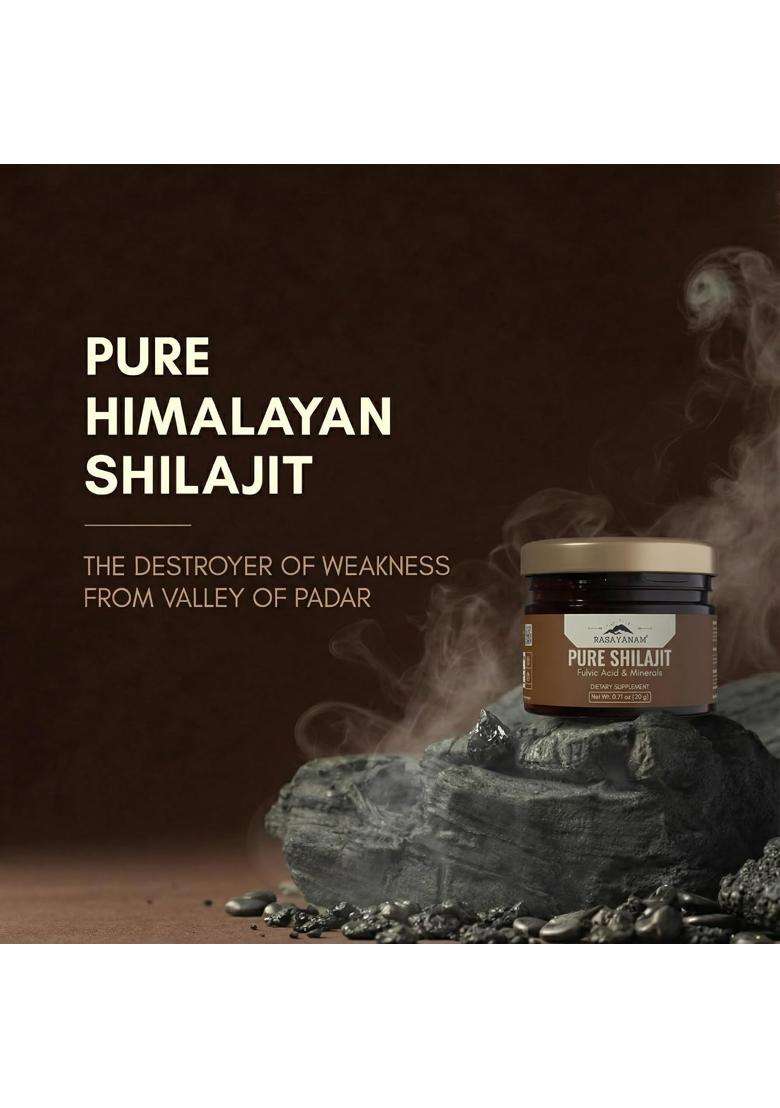 Rasayanam Pure Himalayan Shilajit Resin 20 g | Authentic Ayurvedic Formula | Highly Purified with 75% Fulvic Acid & 80+ Trace Minerals - Indya