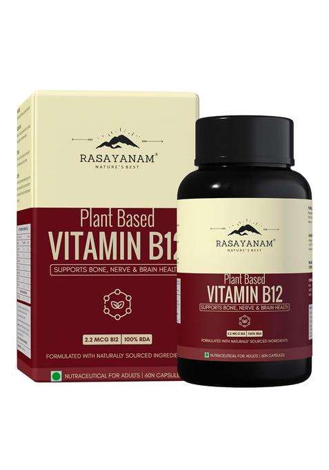 Rasayanam Plant-Based Vitamin B12 60 Veg Capsules | Authentic Ayurvedic Formula | 100% Vegan Vitamin B12