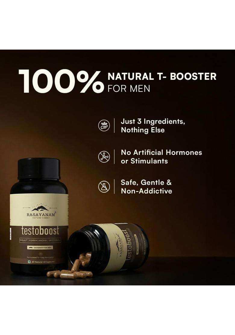 Rasayanam Multivitamin for Men + Testoboost Combo | Authentic Ayurvedic Formula | Formulated for Men’s Performance - Indya