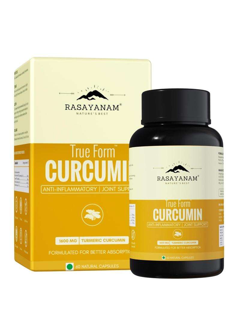 Rasayanam Curcumin 1600mg | Authentic Ayurvedic Formula | Extra-Pure Nano Curcumin Capsules with 95% Curcuminoids | Turmeric & Piperine | 60 Capsules - Indya
