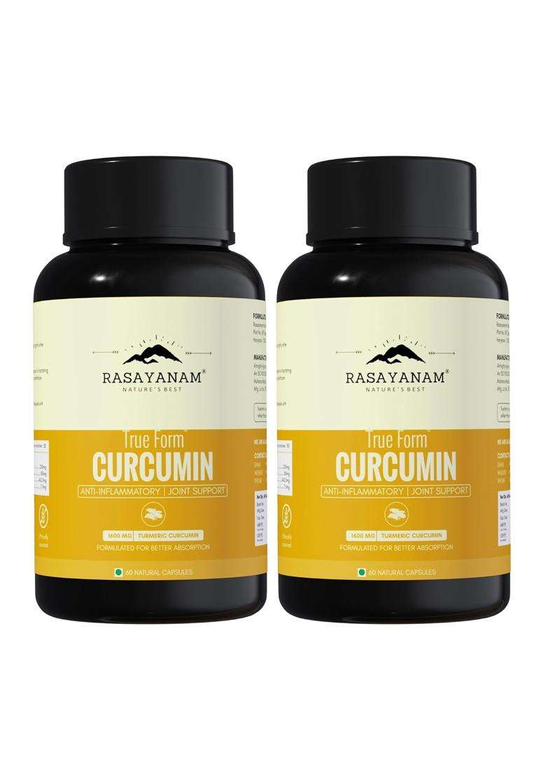 Rasayanam Curcumin 1600mg (Pack of 2) | Authentic Ayurvedic Formula | (120 Capsules) | Extra-Pure Nano Curcumin Capsules with 95% Curcuminoids - Indya