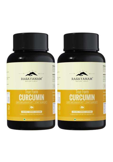Rasayanam Curcumin 1600mg (Pack of 2) | Authentic Ayurvedic Formula | (120 Capsules) | Extra-Pure Nano Curcumin Capsules with 95% Curcuminoids