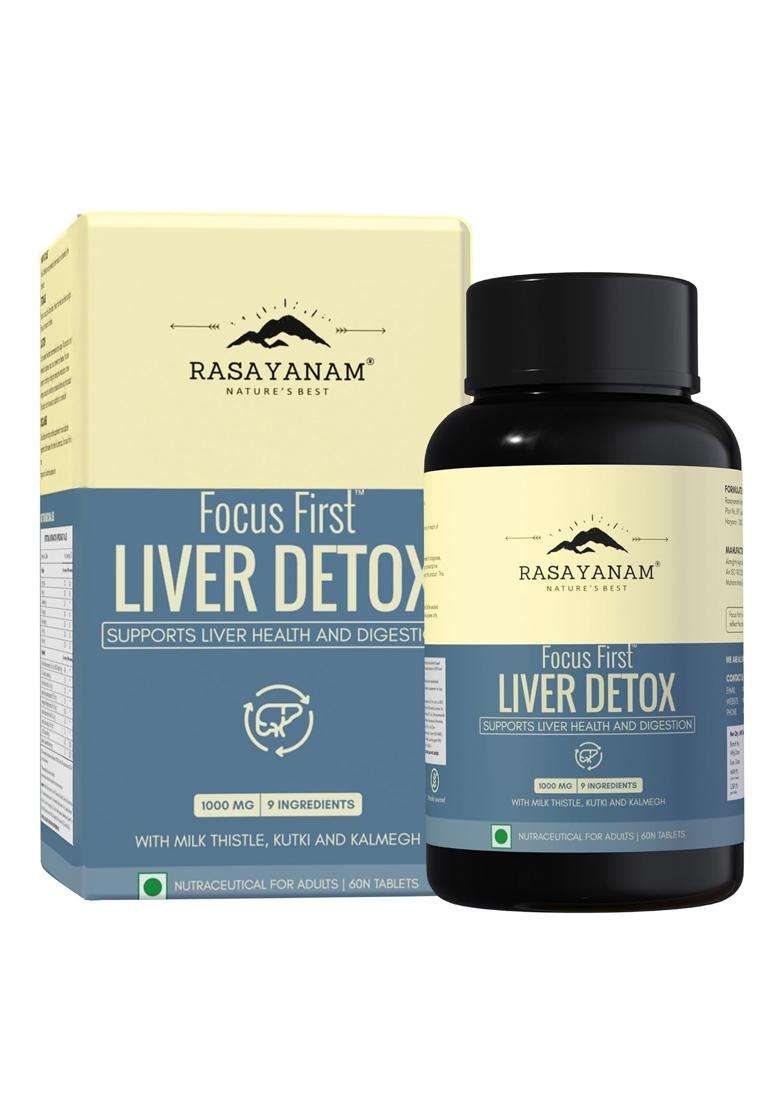 Rasayanam Liver Detox Supplement 1000mg | Authentic Ayurvedic Formula | Milk Thistle and NAC | 80% Silymarin | 60 Tablets - Indya