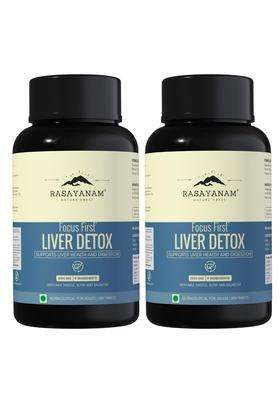 Rasayanam Liver Detox Supplement 1000mg (Pack of 2) | Authentic Ayurvedic Formula | Milk Thistle and NAC | 80% Silymarin | 60 Tablets each
