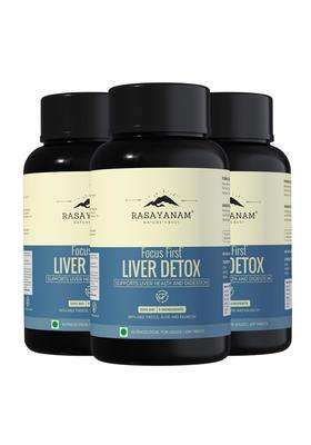 Rasayanam Liver Detox Supplement 1000mg (Pack of 3) | Authentic Ayurvedic Formula | Milk Thistle and NAC | 80% Silymarin | 60 Tablets each