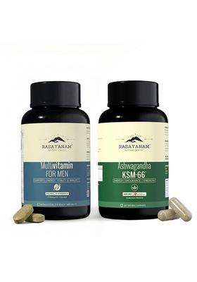 Rasayanam Multivitamin for Men + Ashwagandha KSM-66 Combo 600mg | Authentic Ayurvedic Formula | 100% RDA of 25+ Vitamins & Minerals