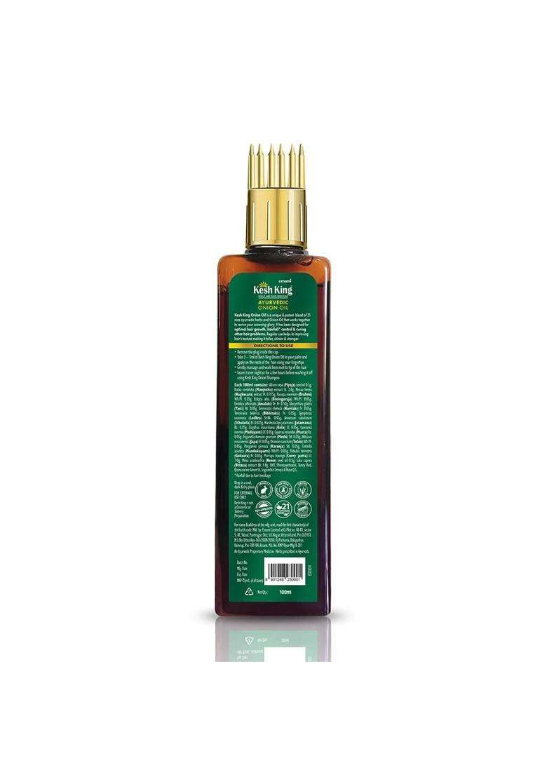 Kesh King Organic Onion Oil With Curry Leaves Reduces Hair Fall Upto 98% and Boosts Hair Growth 100 ml | Non-Sticky Formula | Fragrance of Flowers - Indya