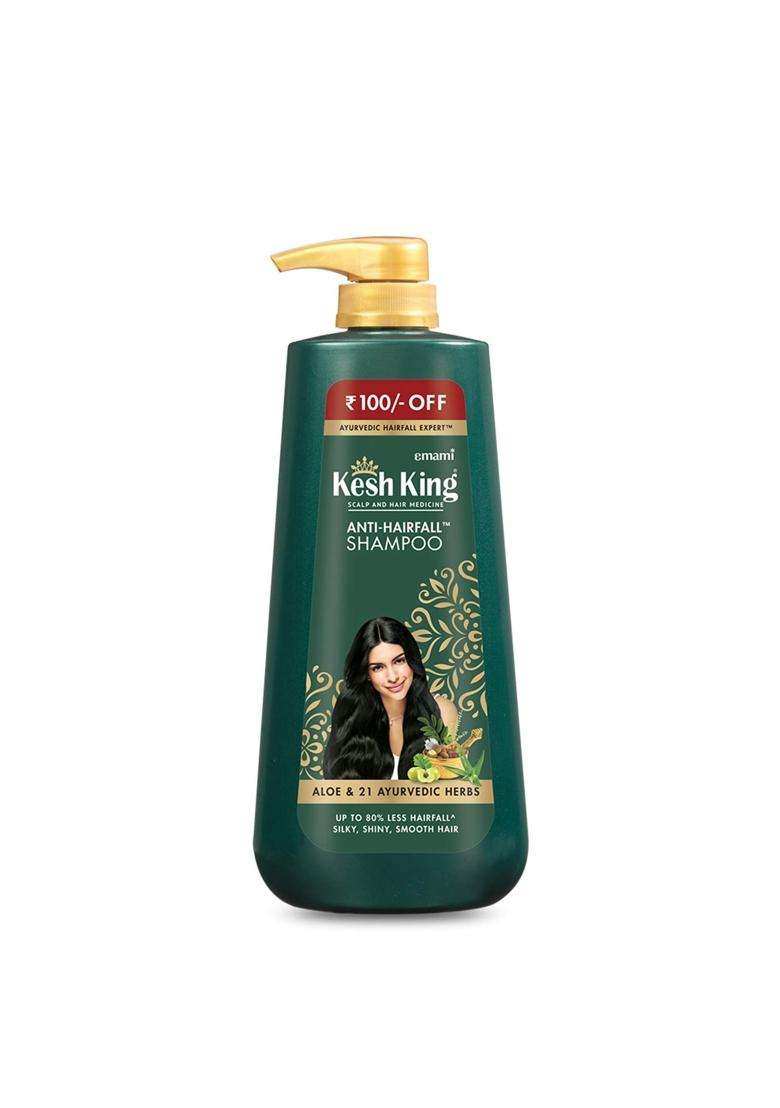 Kesh King Ayurvedic Anti Hairfall Hair Oil, 300 ml & Kesh King Scalp and Hair Medicine Anti-Hairfall Shampoo, 600 ml | Authentic Traditional Formula - Indya