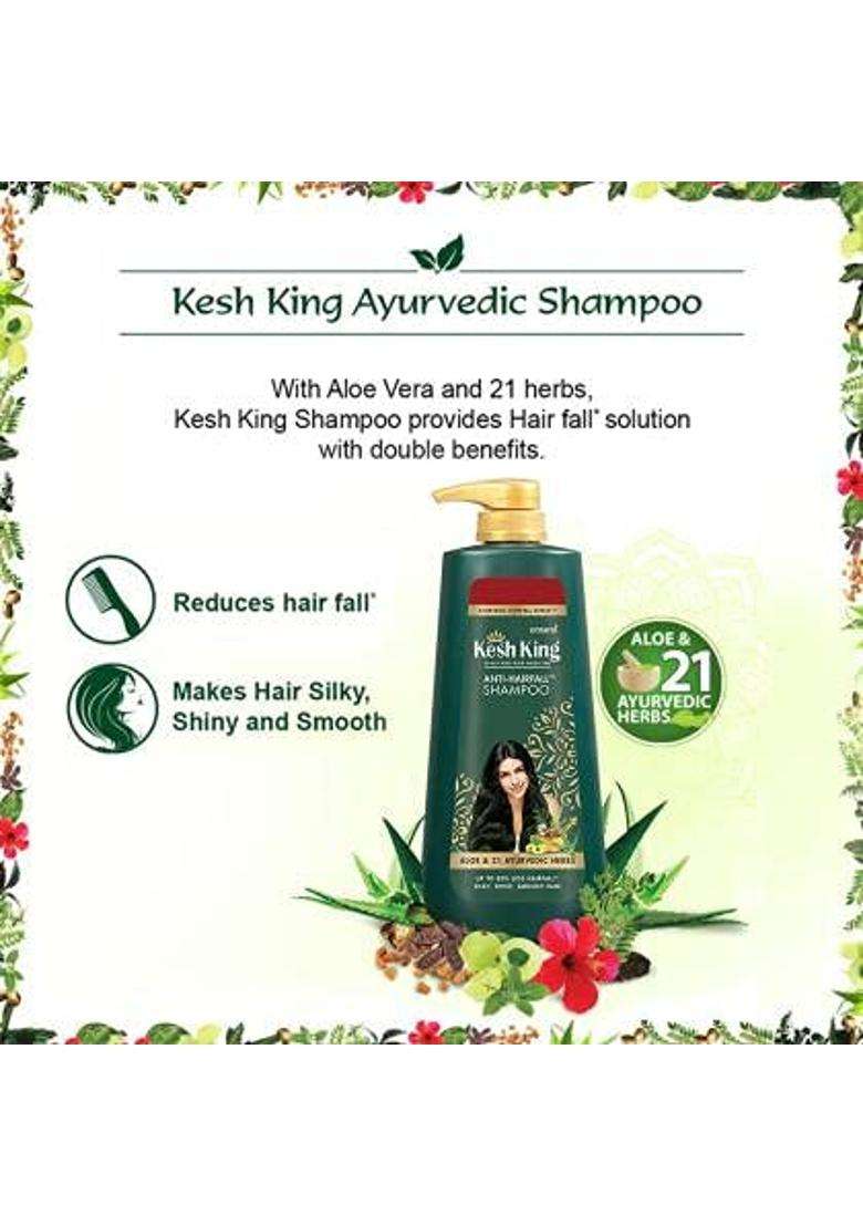 Kesh King Ayurvedic Anti Hairfall Hair Oil, 300 ml & Kesh King Scalp and Hair Medicine Anti-Hairfall Shampoo, 600 ml | Authentic Traditional Formula - Indya