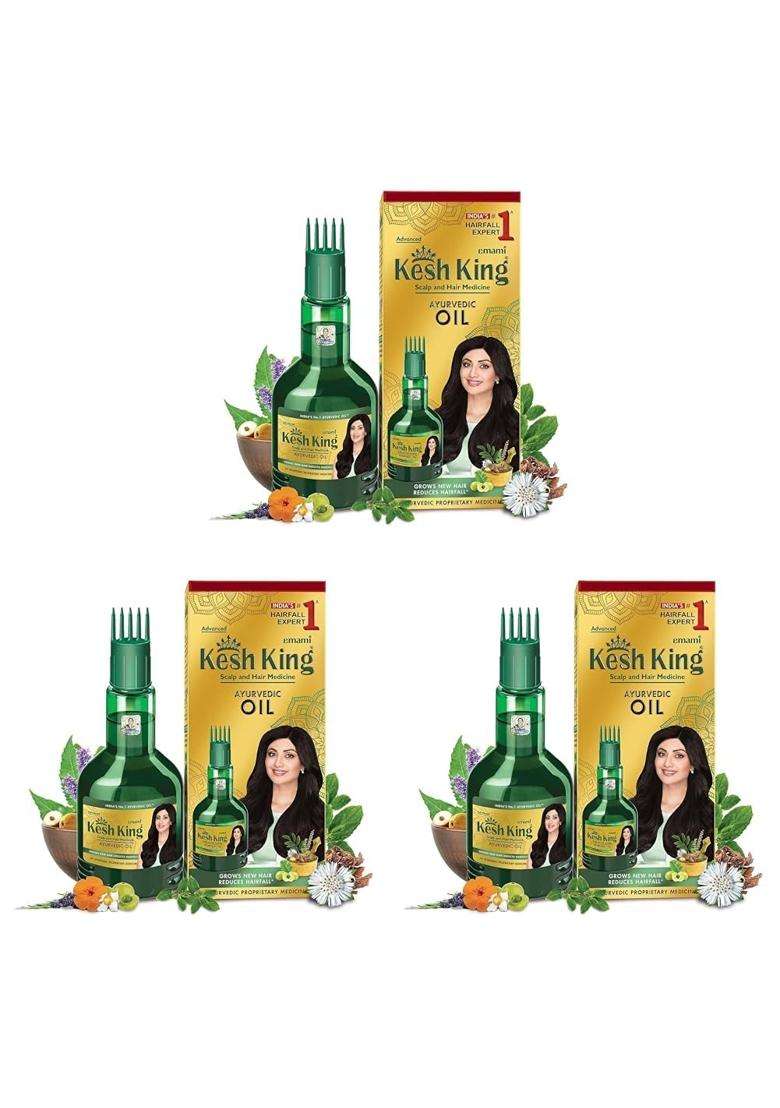 Kesh King Ayurvedic Anti Hairfall Hair Oil 300 ml, 0.3 Kilograms (Pack of 3) | Authentic Traditional Formula | Hair Growth Oil | Reduces Hairfall - Indya