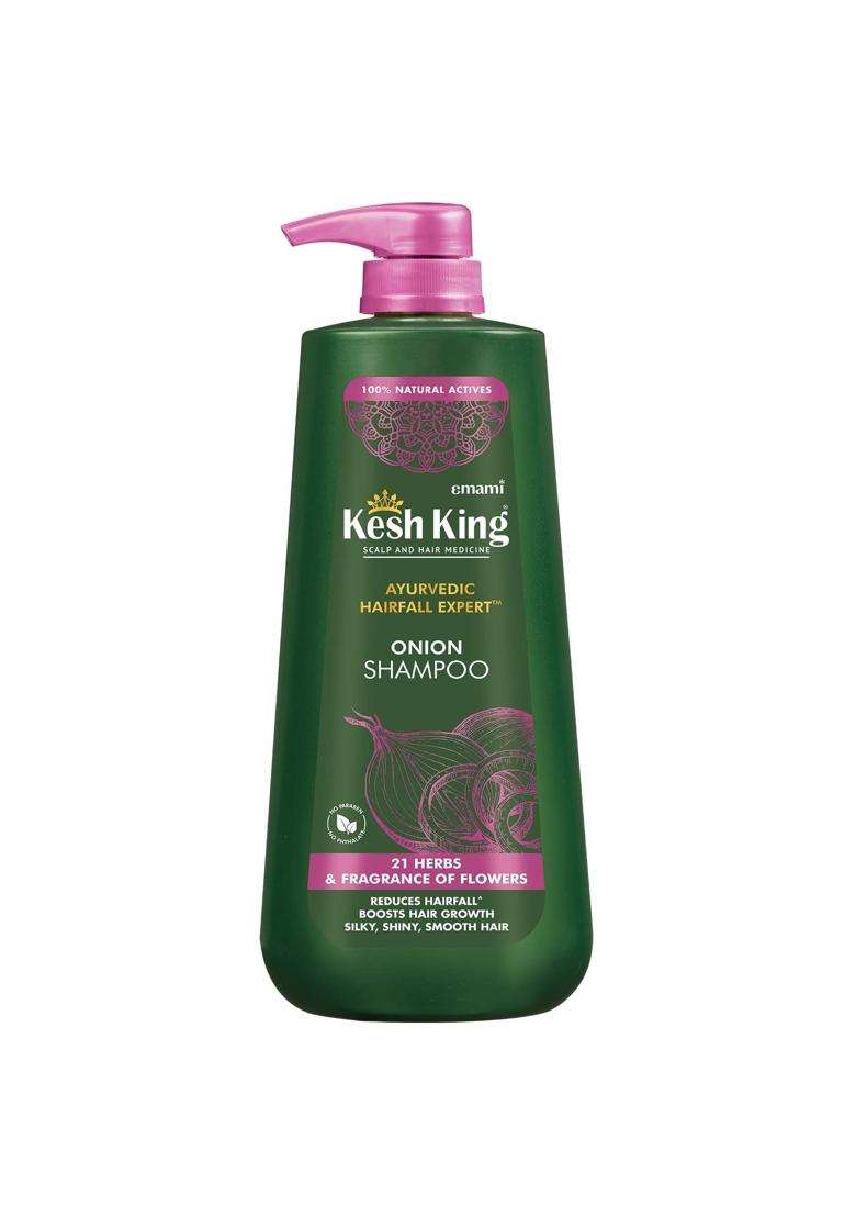 Kesh King Ayurvedic Onion Shampoo 600 ml & Kesh King Ayurvedic Anti Hairfall Hair Oil, 300 ml | Authentic Traditional Formula - Indya