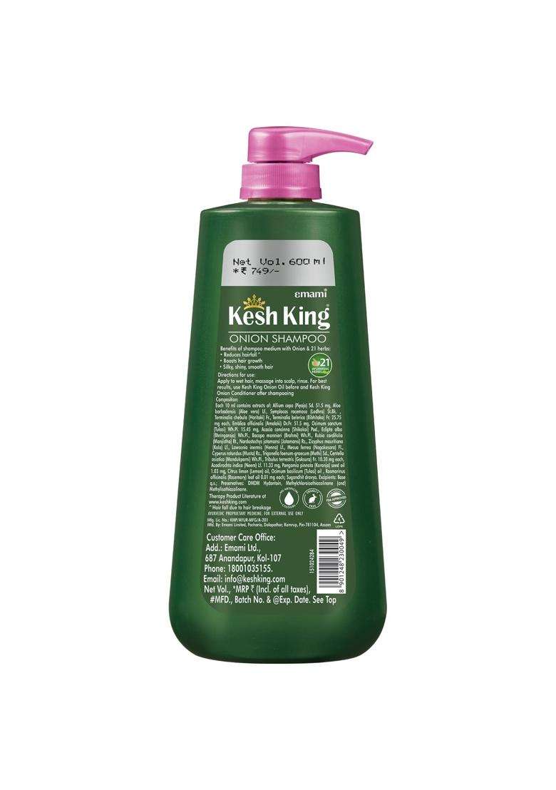 Kesh King Ayurvedic Onion Shampoo 600 ml & Kesh King Ayurvedic Anti Hairfall Hair Oil, 300 ml | Authentic Traditional Formula - Indya