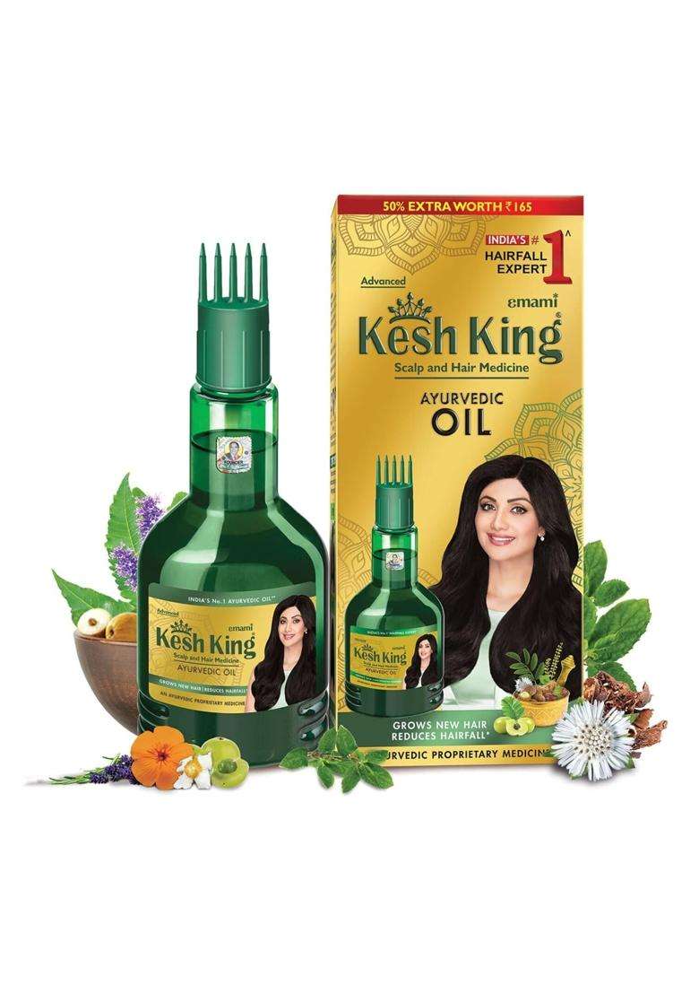Kesh King Ayurvedic Anti Hairfall Hair Oil, 300 ml & Kesh King Scalp and Hair Medicine Anti-Hairfall Conditioner, 200 ml - Indya