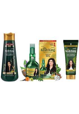 Kesh King Ayurvedic Anti Hairfall Hair Kit with Shampoo 340 ml, Conditioner 200 ml & Oil 300 ml, Aloe Vera & 21 Herbs, Unisex, All Hair Types