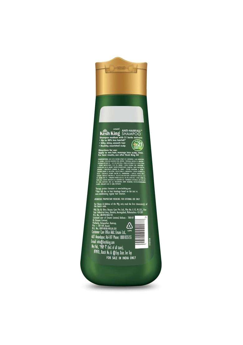 Kesh King Ayurvedic Anti Hairfall Hair Kit with Shampoo 340 ml, Conditioner 200 ml & Oil 300 ml, Aloe Vera & 21 Herbs, Unisex, All Hair Types - Indya