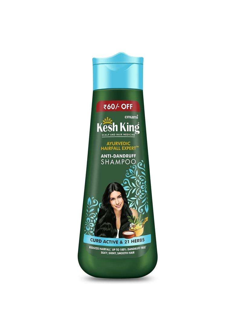 Kesh King Ayurvedic Anti-Dandruff Shampoo Up To 100% Dandruff Free, Lemon And Neem For Unisex, 340 ml & Kesh King Ayurvedic Anti Hairfall Hair Oil - Indya