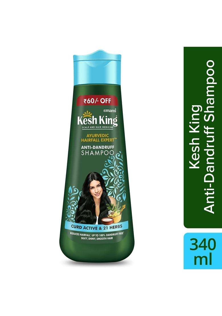 Kesh King Ayurvedic Anti-Dandruff Shampoo Up To 100% Dandruff Free, Lemon And Neem For Unisex, 340 ml & Kesh King Ayurvedic Anti Hairfall Hair Oil - Indya