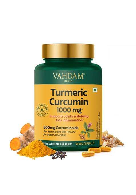 Vahdam Turmeric Curcumin for Joint Support 90 Capsules | Piperine & 95% Curcuminoids | Anti Inflammatory Supplement