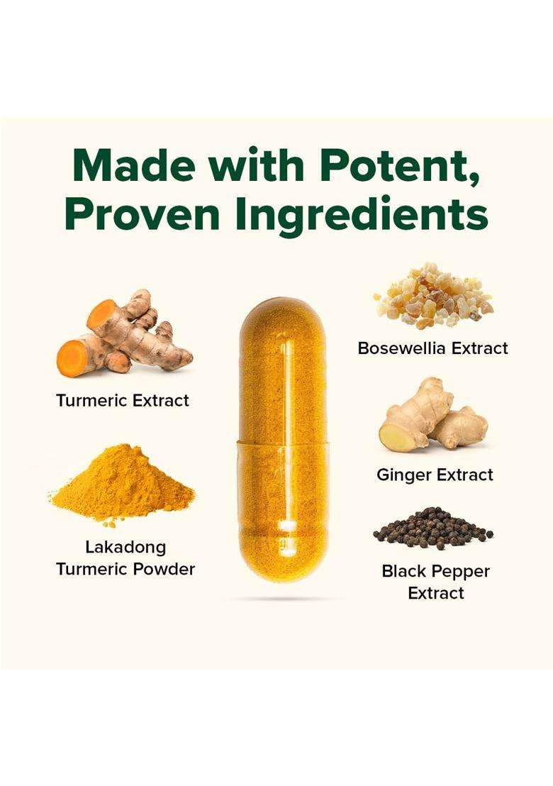 Vahdam Turmeric Curcumin for Joint Support 60 Capsules | Piperine & 95% Curcuminoids | Anti Inflammatory Supplement - Indya