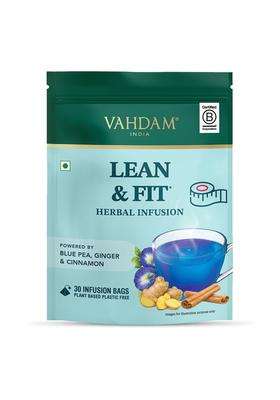Vahdam Lean & Fit Herbal Infusion | Natural Herbal Care | Helps Manage Body Fat | Powered by Blue Pea, Ginger & Cinnamon | Caffeine Free | Plant-Based