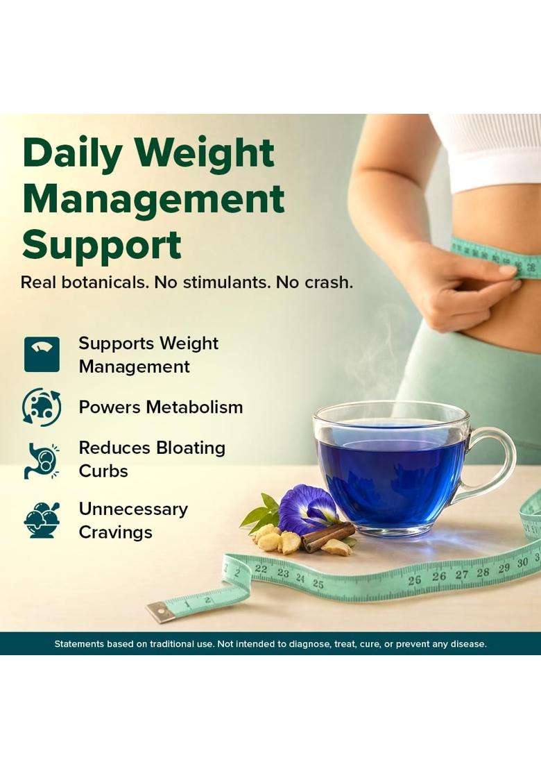 Vahdam Lean & Fit Herbal Infusion | Natural Herbal Care | Helps Manage Body Fat | Powered by Blue Pea, Ginger & Cinnamon | Caffeine Free | Plant-Based - Indya