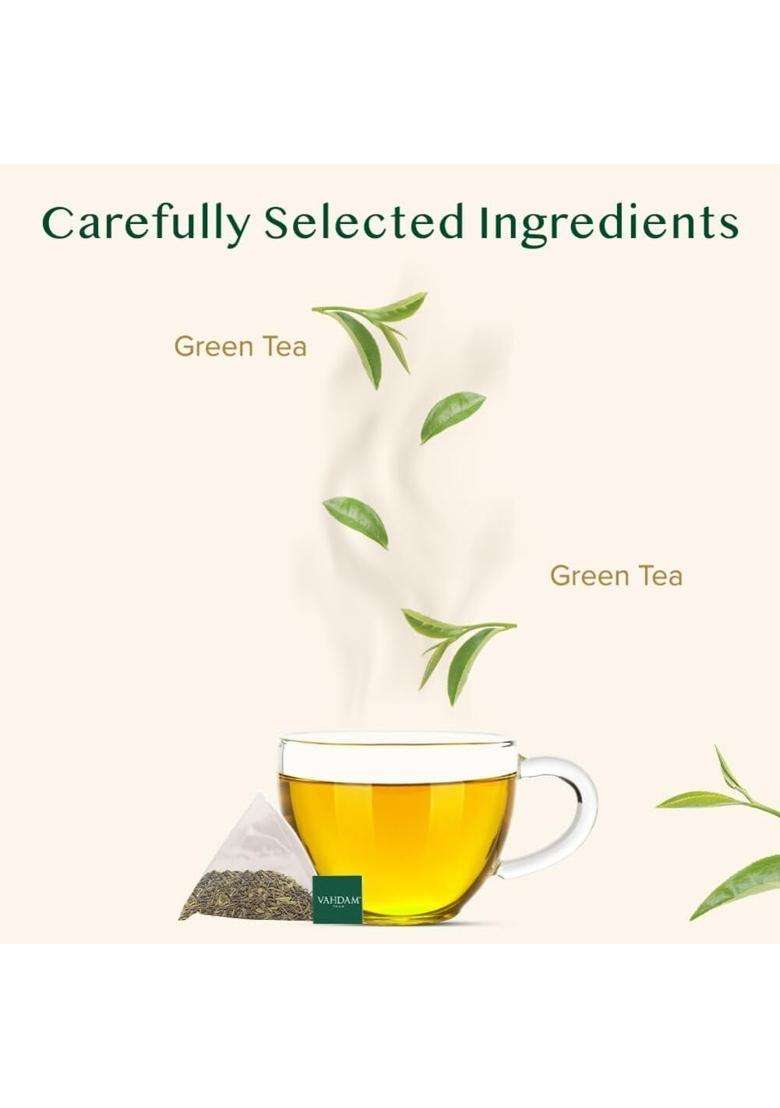 Vahdam Organic Himalayan Green Tea | 15 Tea Bags | Weight Loss, Stress Relief, Antioxidant-Rich, Low Caffeine | Iced or Hot Brew - Indya