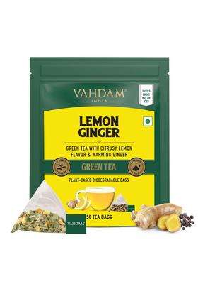 Vahdam Lemon Ginger Green Tea | 50 TB | Boosts Metabolism & Supports Immunity | Ginger, Tulsi, Orange Peel & Black Pepper | Low Caffeine | Non-GMO