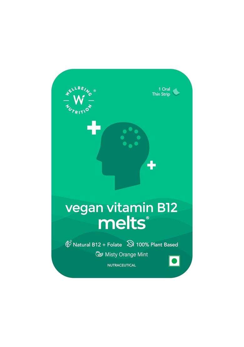 Wellbeing Nutrition Melts Vegan Vitamin B12 Supplements for men & women | 1 Oral Strips - Indya